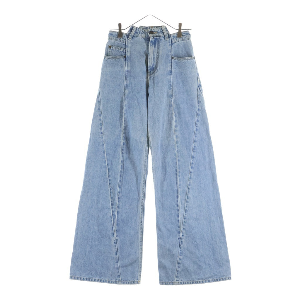 Maison Martin Margiela(メゾンマルタンマルジェラ) コットンカットアウトウエスト ワイドレッグ デニムパンツ ブルー S51LA0128 レディース