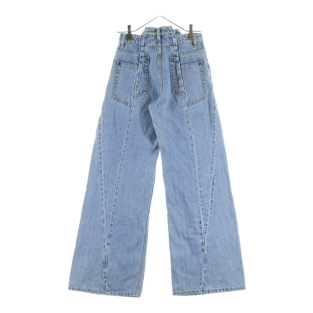 Maison Martin Margiela(メゾンマルタンマルジェラ) コットンカットアウトウエスト ワイドレッグ デニムパンツ ブルー S51LA0128 レディース