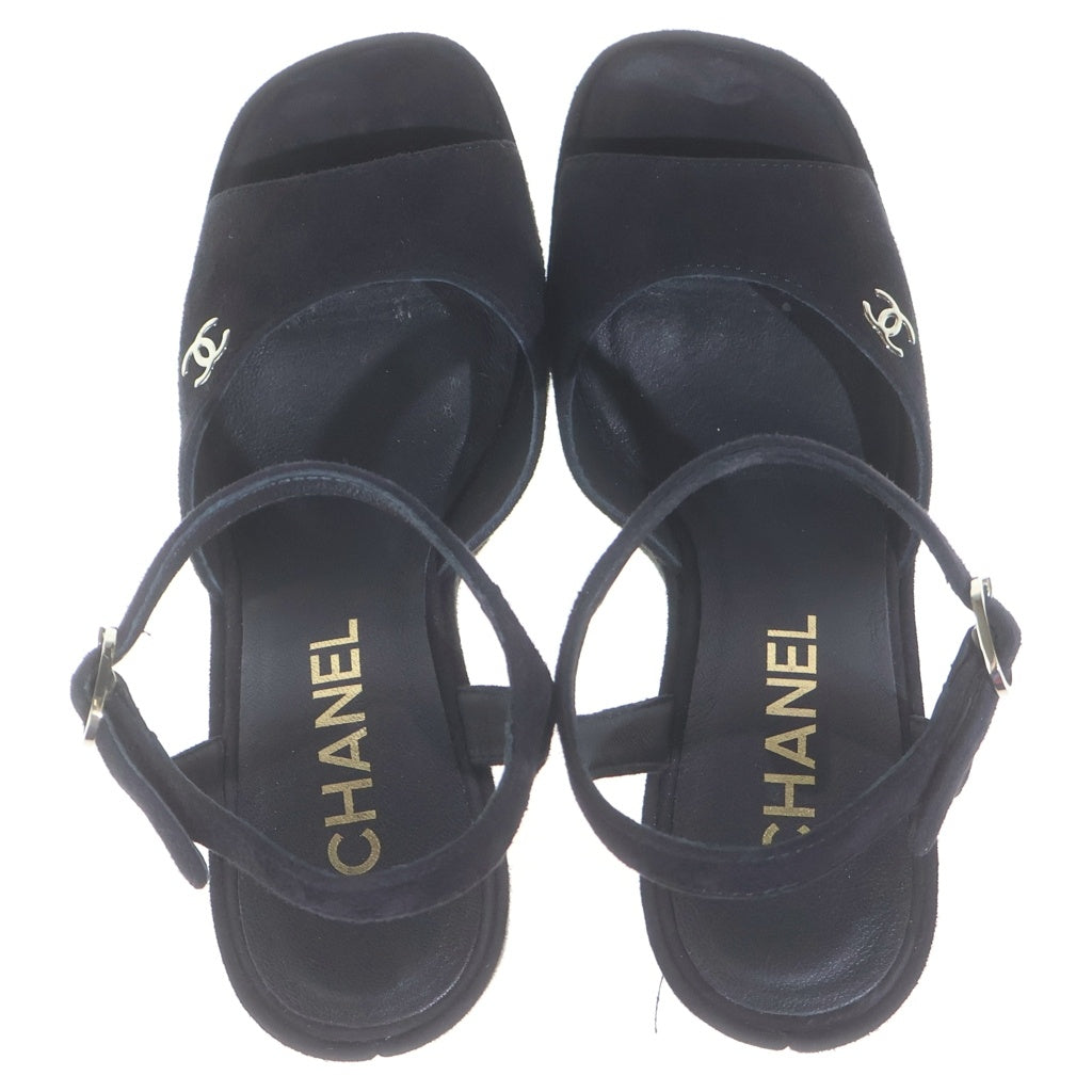 CHANEL(シャネル) ココマーク スエードヒールサンダル ブラック レディース