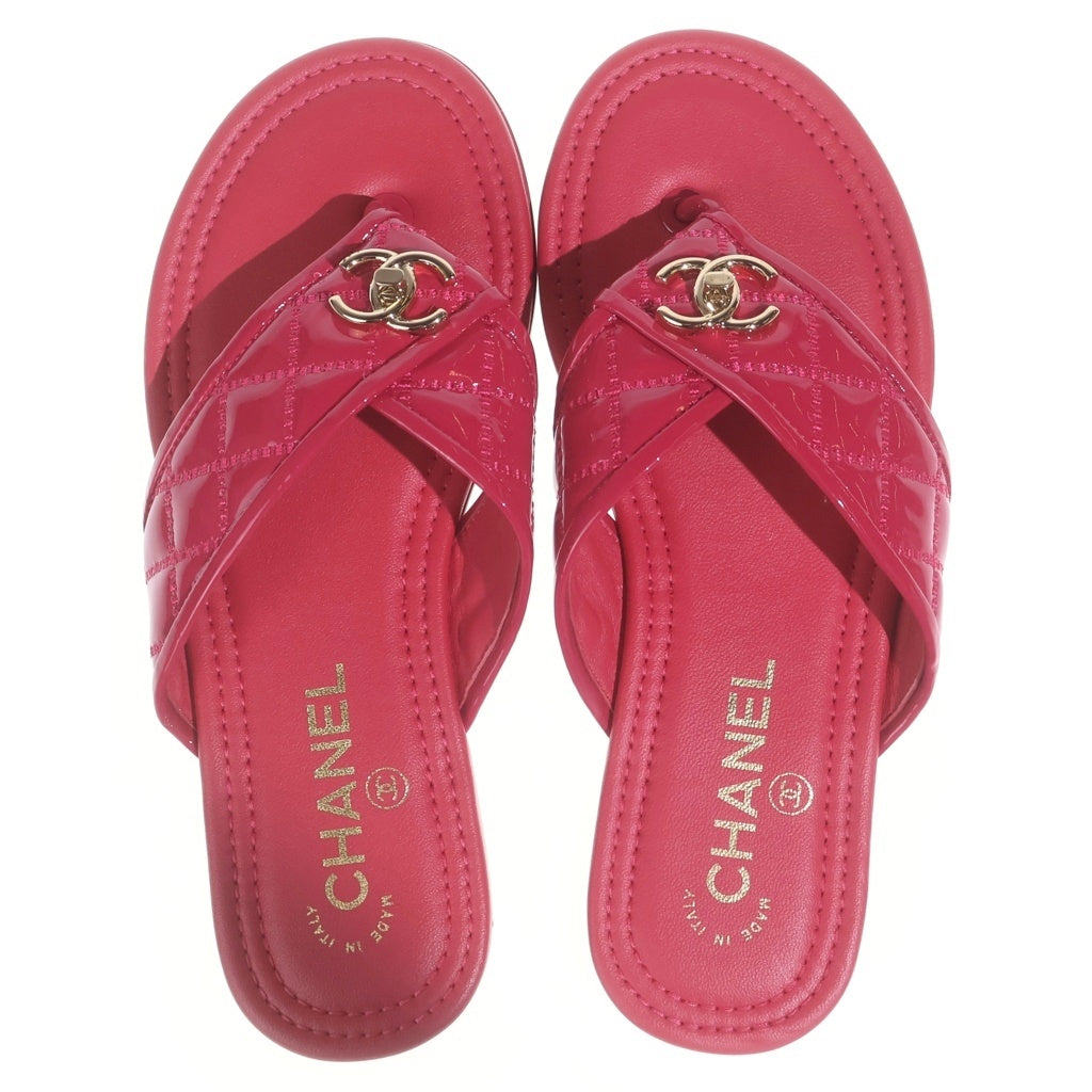 CHANEL(シャネル) エナメルレザーサンダル ピンク レディース G45141