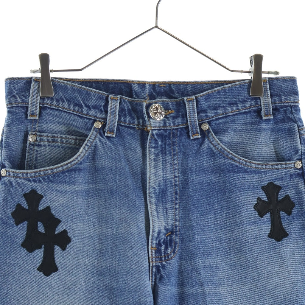CHROME HEARTS(クロムハーツ) ×LEVI'S U VNTG JEAN BLU ORNG TAB ×リーバイス クロスパッチ付き ウォッシュド505デニムパンツ インディゴ