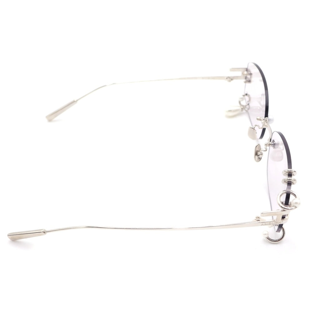 AMBUSH(アンブッシュ) PEARL PIERCED ピアス装飾 リムレス サングラス アイウェア シルバー