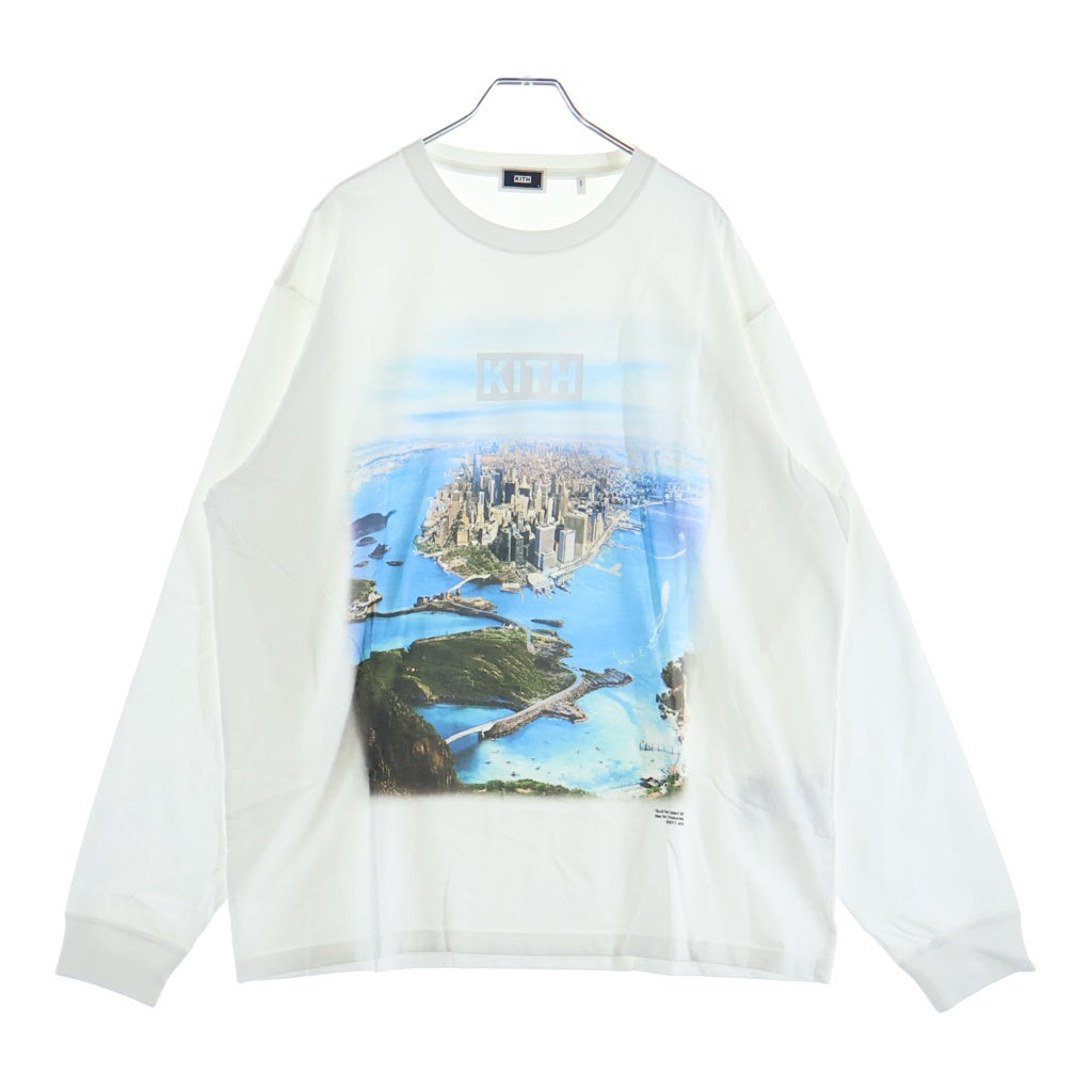 KITH(キス) 両面ロゴデザイン クルーネック カットソー 長袖Tシャツ ホワイト KHM030240-101