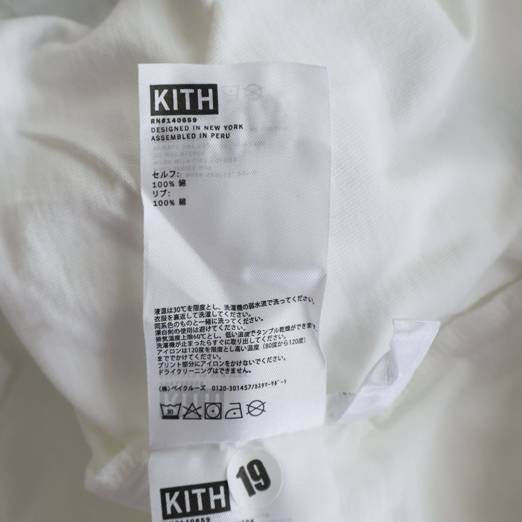 KITH(キス) 両面ロゴデザイン クルーネック カットソー 長袖Tシャツ ホワイト KHM030240-101