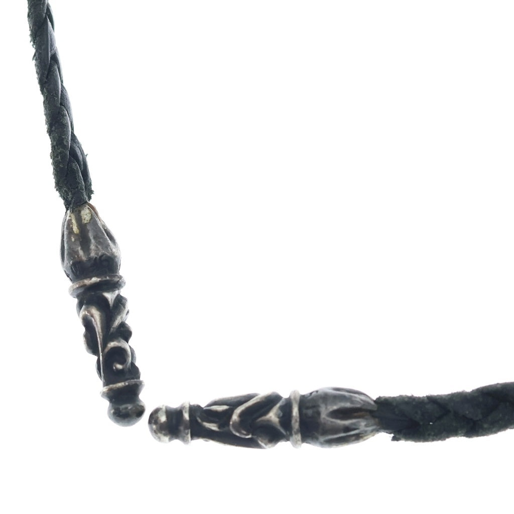 CHROME HEARTS(クロムハーツ) LEATHER BRAID スクロールレザーブレード シルバーネックレス