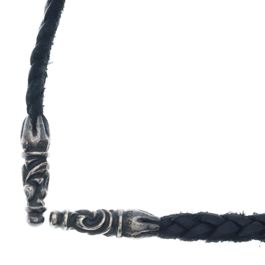 CHROME HEARTS(クロムハーツ) LEATHER BRAID スクロールレザーブレード シルバーネックレス