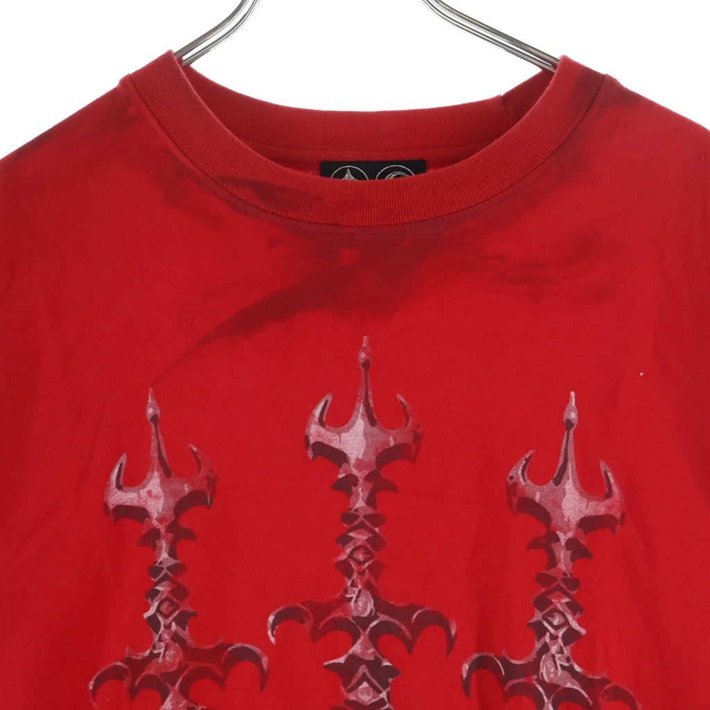 THUG CLUB(サグクラブ) フロントプリント 半袖Tシャツ カットソー レッド TC24TS2003
