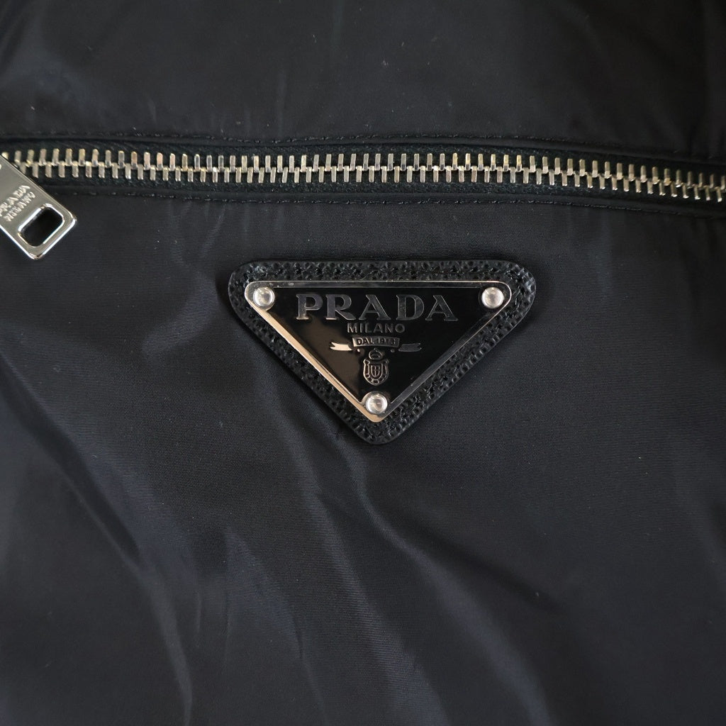 PRADA(プラダ) REVERSIBLE WOOL AND RE-NYLON JACKET リバーシブル ウール リーナイロン ログパッチ ジップアップ ジャケット ブラック UMC096 S192 1UPF
