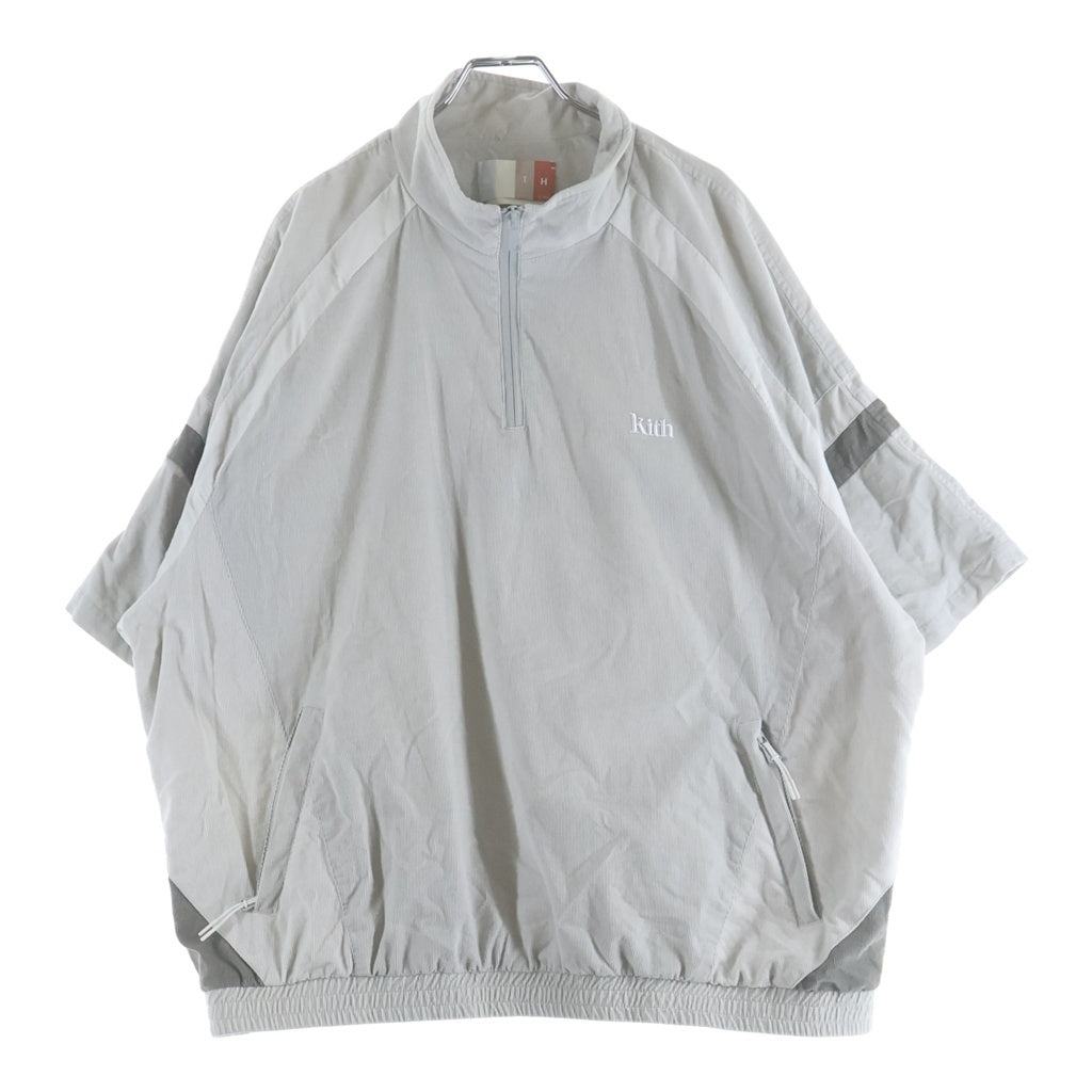 KITH(キス) 22SS MIXED MICRO CORD LINDEN RETRO QUARTZER ZIP マイクロコーデュロイ クオータージップトップ グレー KHM030650