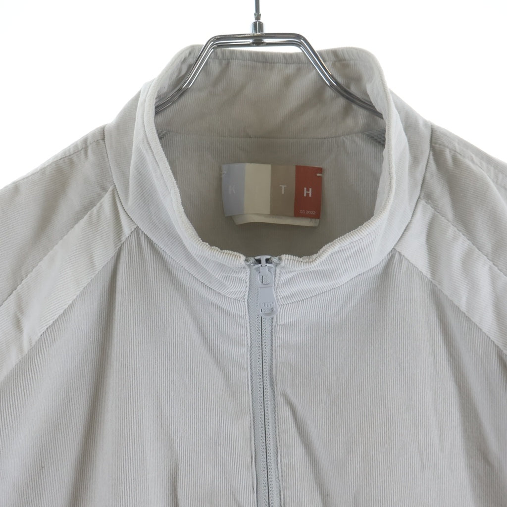 KITH(キス) 22SS MIXED MICRO CORD LINDEN RETRO QUARTZER ZIP マイクロコーデュロイ クオータージップトップ グレー KHM030650