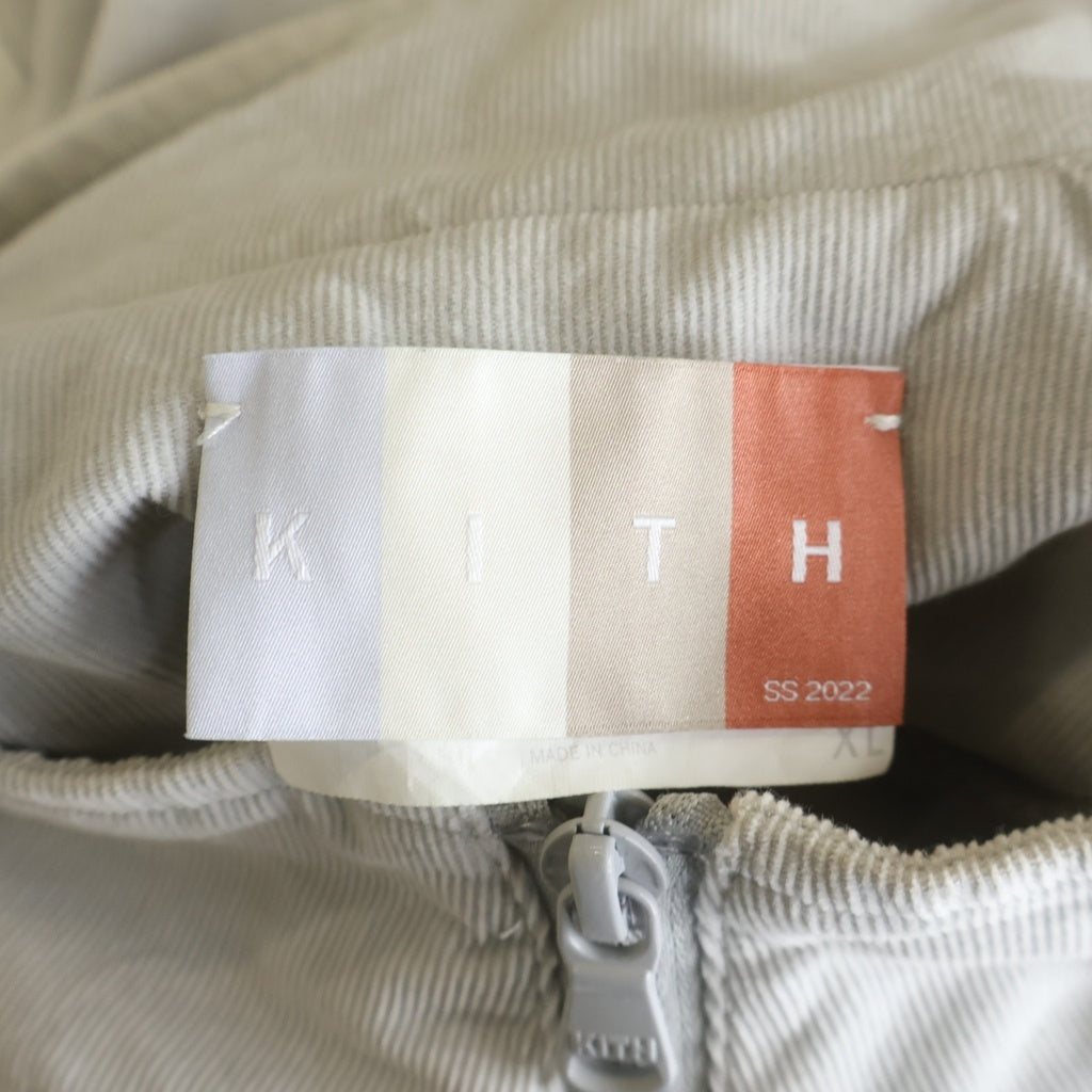 KITH(キス) 22SS MIXED MICRO CORD LINDEN RETRO QUARTZER ZIP マイクロコーデュロイ クオータージップトップ グレー KHM030650