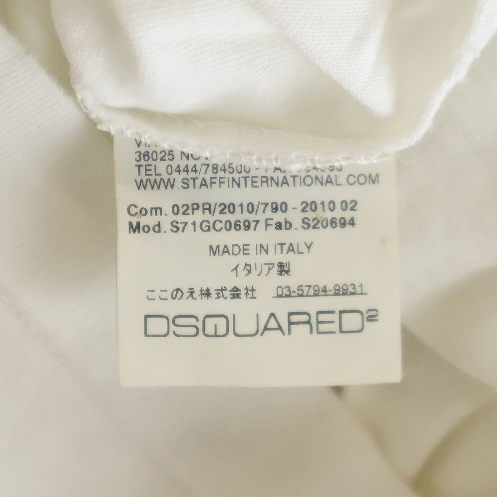 DSQUARED2(ディースクエアード) グラフィックロゴデザインプリント長袖Tシャツ カットソー ホワイト
