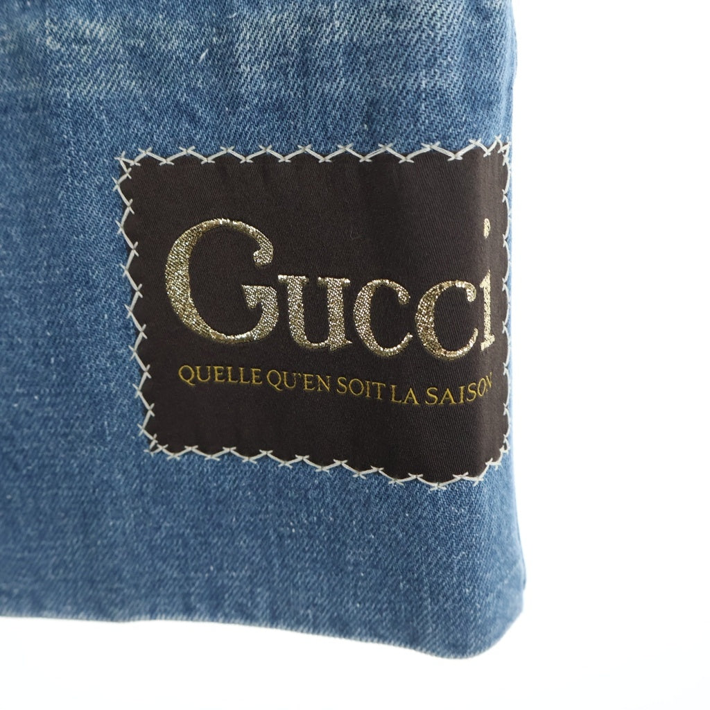 GUCCI(グッチ) 20SS ロゴパッチウォッシュドフレアデニムパンツ ボトムス ブルー 624242 XDA4I