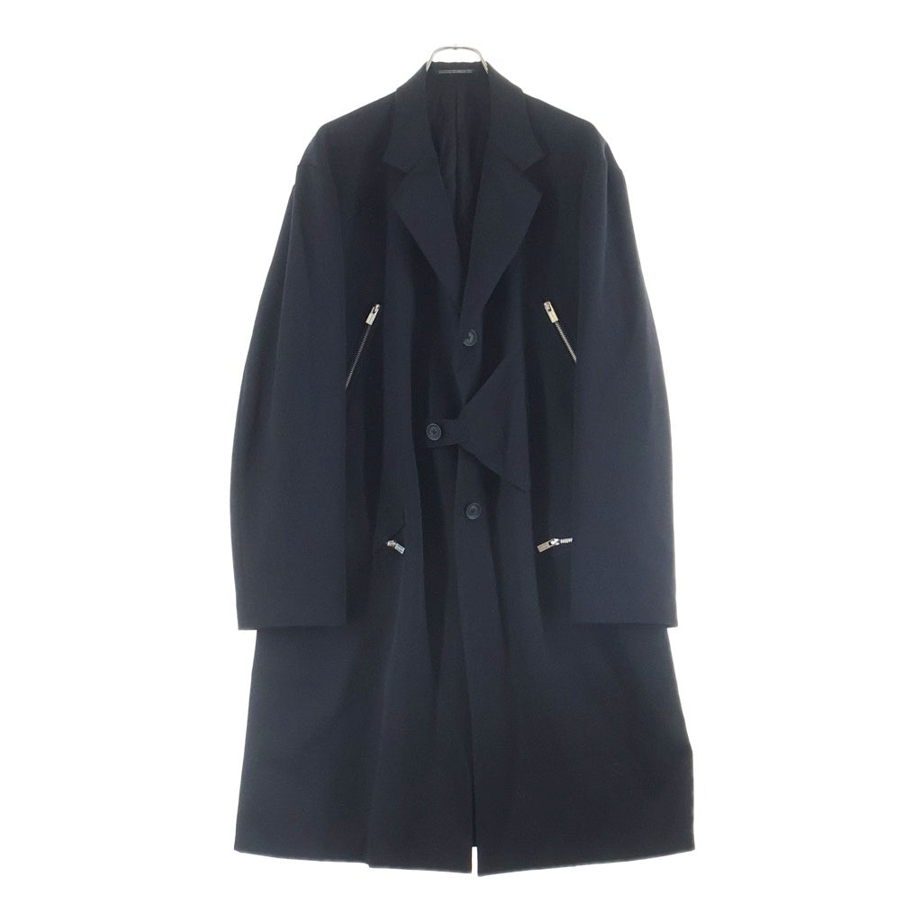 Yohji Yamamoto(ヨウジヤマモト) 19AW フロントジップ ロングコート ブラック HC-J78-535