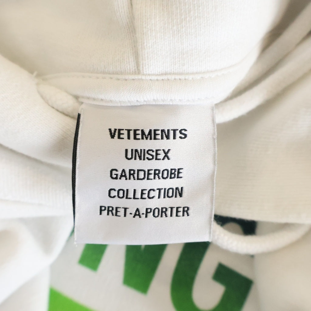 VETEMENTS(ヴェトモン) TRANSLATION HOODIE トランスレーション フーデッド コットン プルオーバーパーカーホワイト UA53HD100Z