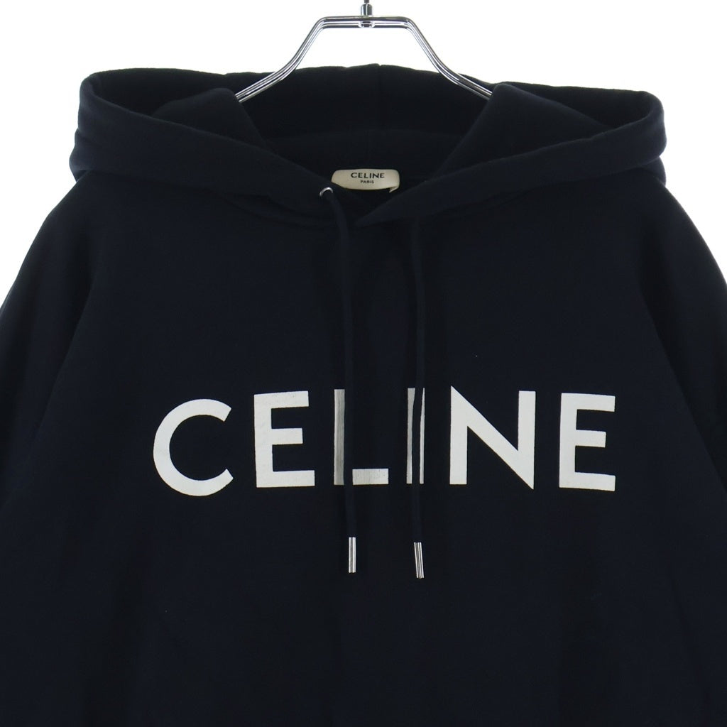 CELINE(セリーヌ) ロゴプリント ルーズスウェットフーディー プルオーバーパーカー ブラック 2Y321670Q