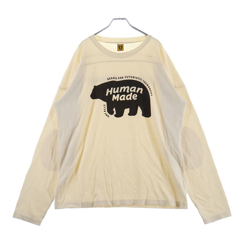 HUMAN MADE(ヒューマンメイド) BMX SHIRT フロントロゴデザイン クルーネック カットソー 長袖Tシャツ ベージュ