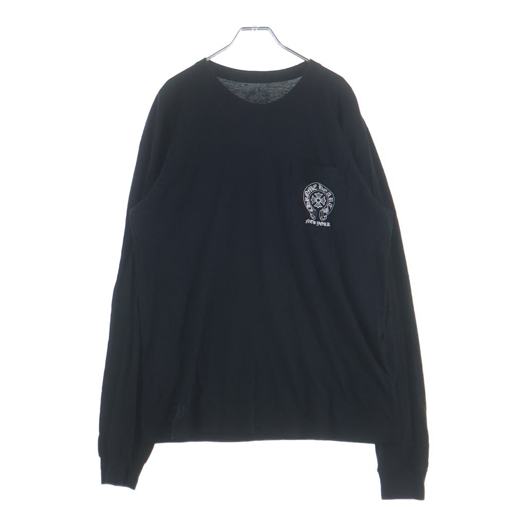 CHROME HEARTS(クロムハーツ) ニューヨーク限定 袖フローラル ホースシュープリント 長袖Tシャツカットソー ブラック