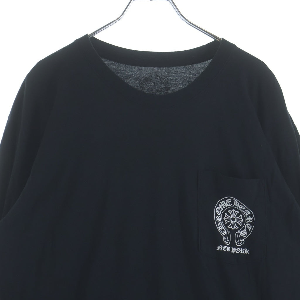 CHROME HEARTS(クロムハーツ) ニューヨーク限定 袖フローラル ホースシュープリント 長袖Tシャツカットソー ブラック