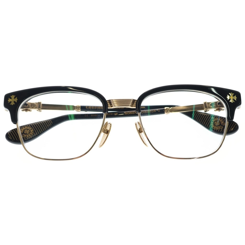CHROME HEARTS(クロムハーツ) BONENNOISSEUR 2 ボーネノワスール 2 テンプルCHクロス サングラス メガネ ブラック/ゴールド