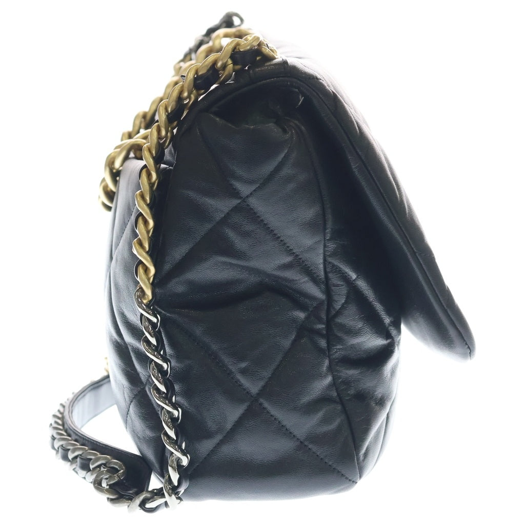 CHANEL(シャネル) CHANEL 19 マキシ ハンドバッグ シャイニー ラムスキン ショルダーバッグ ブラック レディース