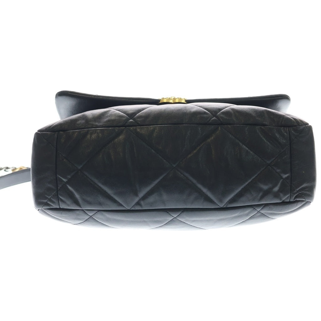 CHANEL(シャネル) CHANEL 19 マキシ ハンドバッグ シャイニー ラムスキン ショルダーバッグ ブラック レディース