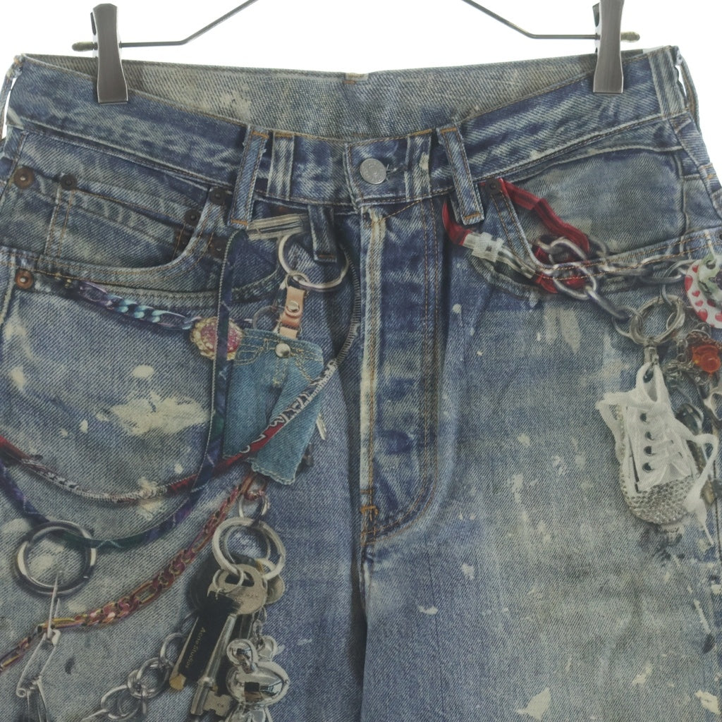 Acne Studios(アクネ ストゥディオズ) Loose Fit Shorts トロンプルイユ デニム柄ショーツ ハーフパンツ インディゴ FN-MN-SHOR000238 BE0163