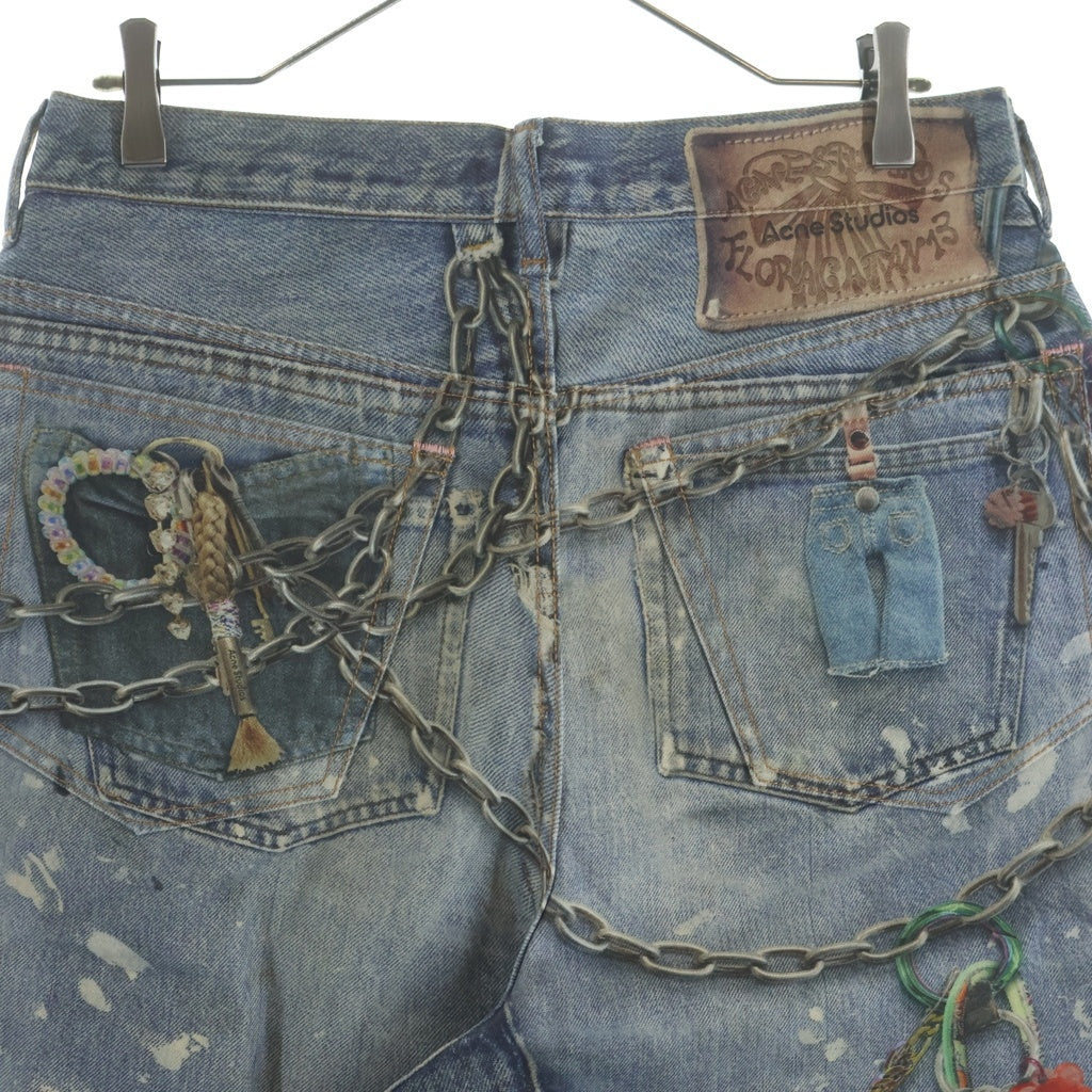 Acne Studios(アクネ ストゥディオズ) Loose Fit Shorts トロンプルイユ デニム柄ショーツ ハーフパンツ インディゴ FN-MN-SHOR000238 BE0163