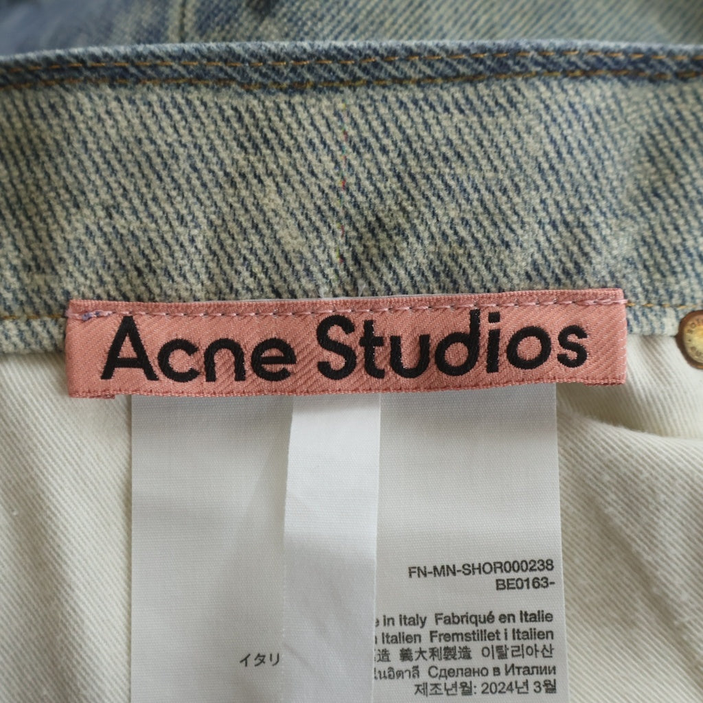 Acne Studios(アクネ ストゥディオズ) Loose Fit Shorts トロンプルイユ デニム柄ショーツ ハーフパンツ インディゴ FN-MN-SHOR000238 BE0163