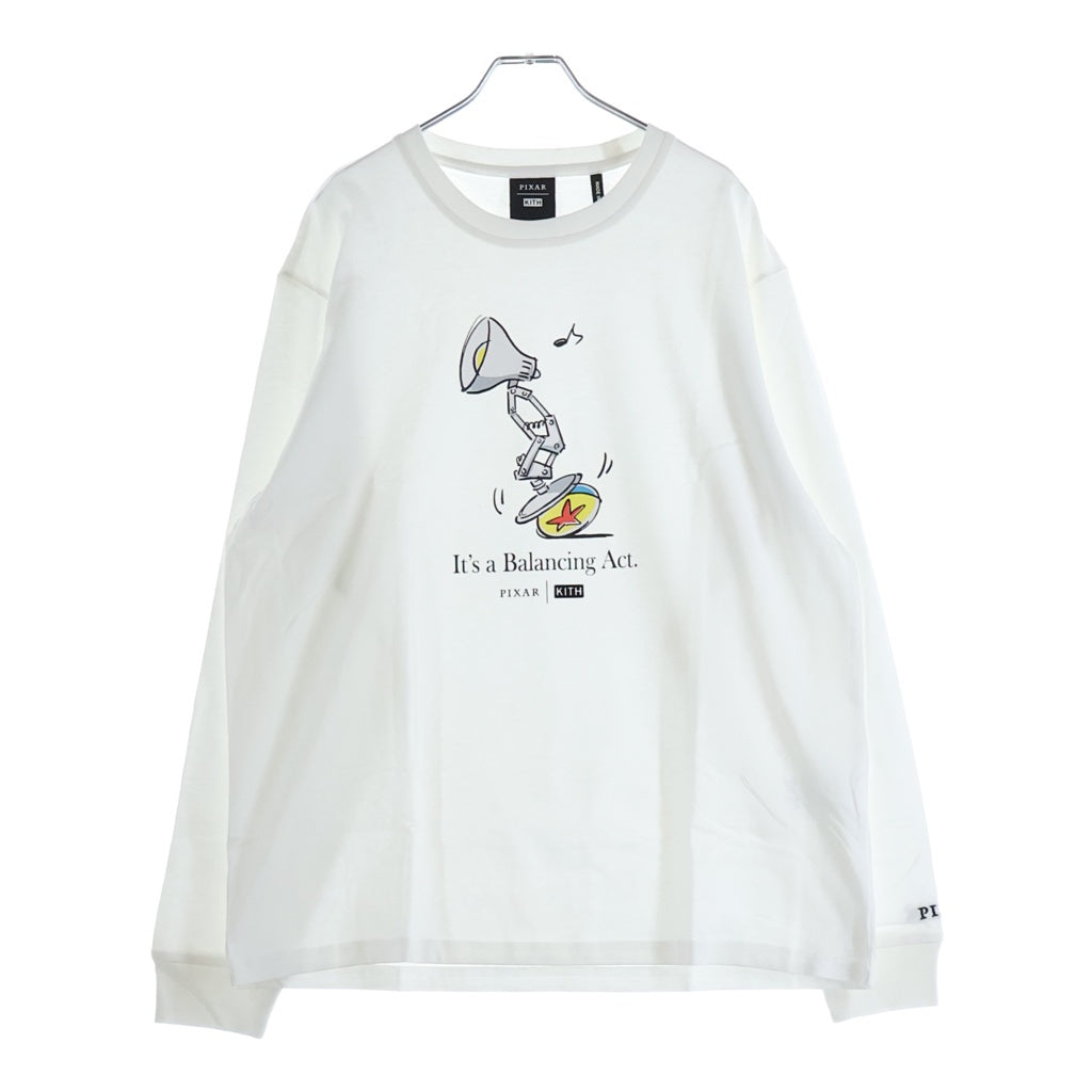 KITH(キス) ×PIXAR ピクサー フロントロゴデザイン クルーネック カットソー 長袖Tシャツ ホワイト 22-070-060-0100-4-0