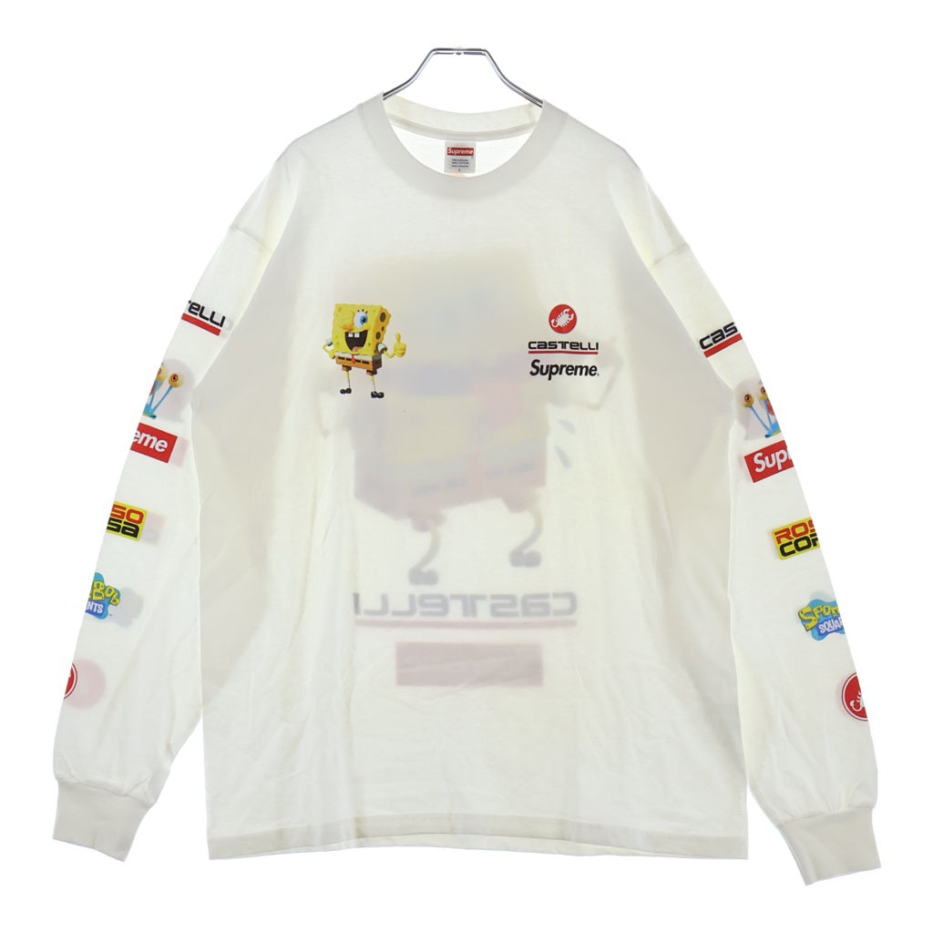 SUPREME(シュプリーム) 25SS ×SPONGE BOB Castelli Racing L/S Tee スポンジボブ カステリ レーシング nプリント 長袖Tシャツ ホワイト