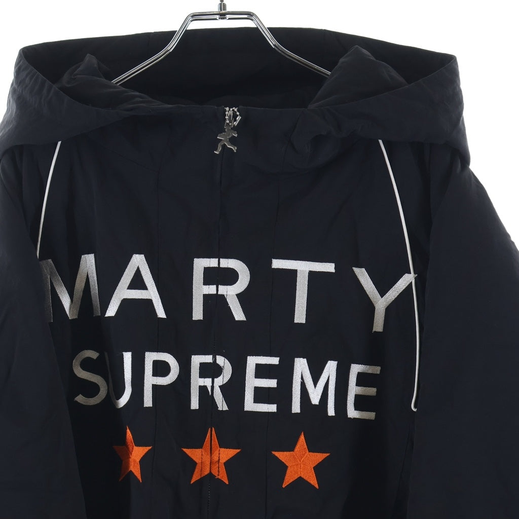 NO BRAND(ノーブランド) MARTY SUPREME NAHMIAS A24 マーティーシュプリーム ロゴデザイン フーデッド ジップアップジャケット ブラック
