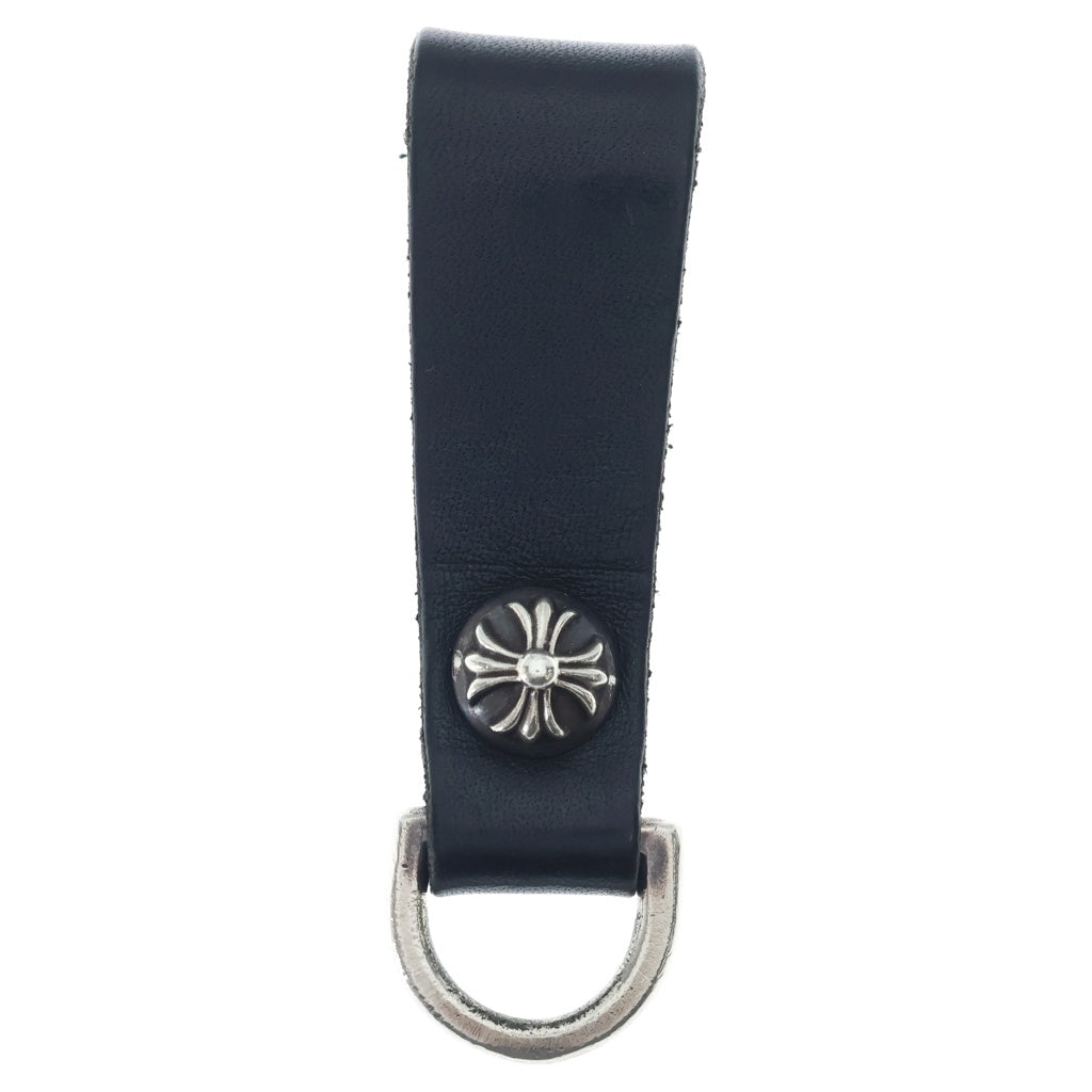 CHROME HEARTS(クロムハーツ) BELT LOOP クロスボールボタンレザーベルトループ シルバー/ブラック BCA397