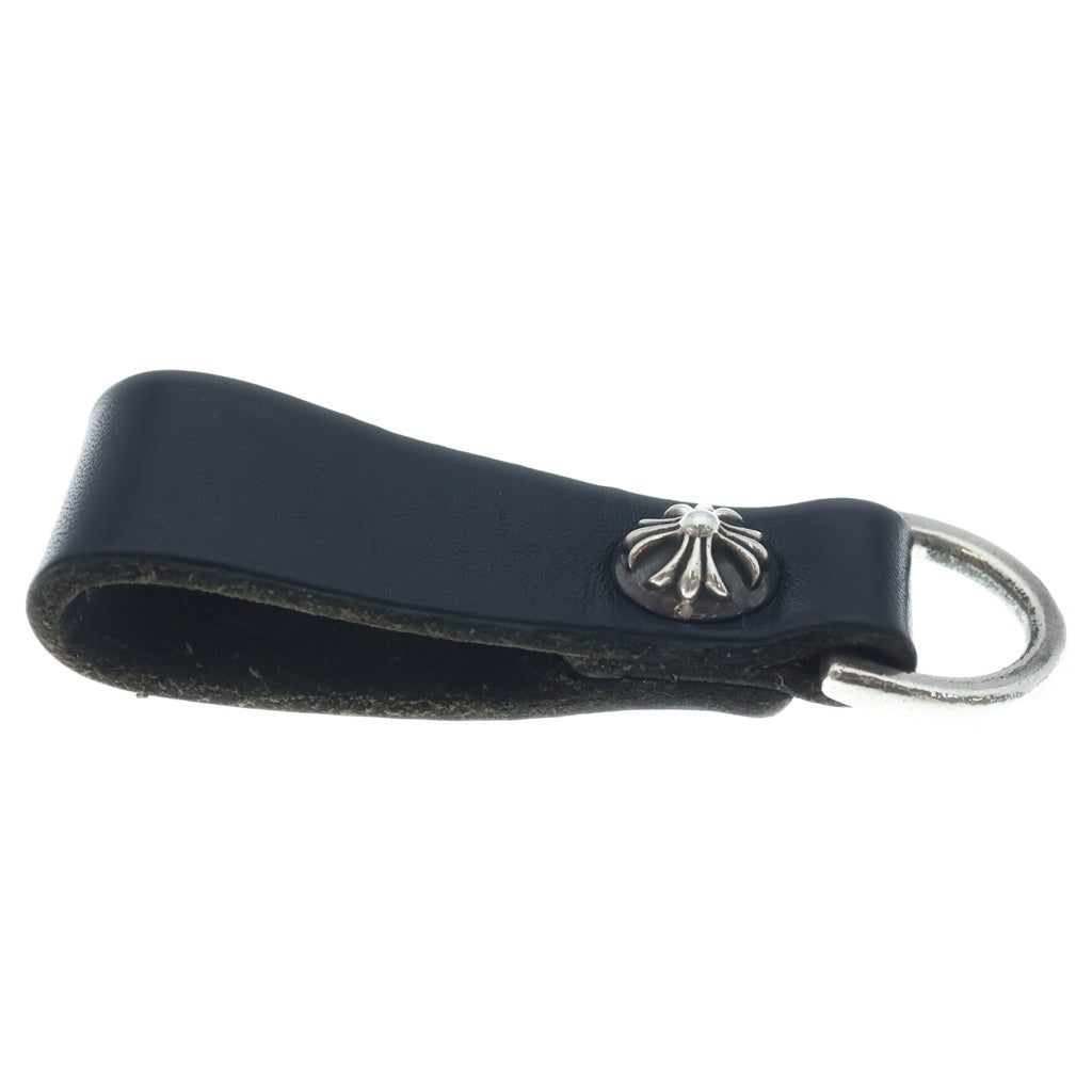 CHROME HEARTS(クロムハーツ) BELT LOOP クロスボールボタンレザーベルトループ シルバー/ブラック BCA397