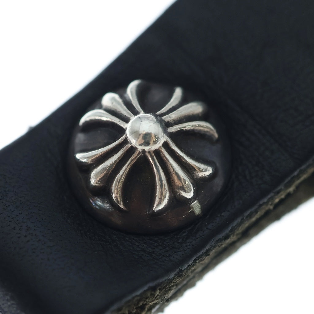 CHROME HEARTS(クロムハーツ) BELT LOOP クロスボールボタンレザーベルトループ シルバー/ブラック BCA397