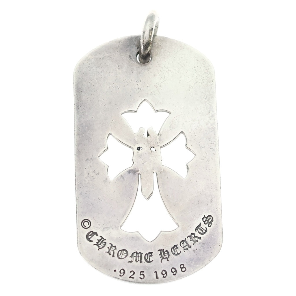 CHROME HEARTS(クロムハーツ) D TAG LRG CROSS DAGG LA FUCK YOU LA限定カットアウトクロスダガー ラージドッグタグ チャーム ペンダントトップ シルバー