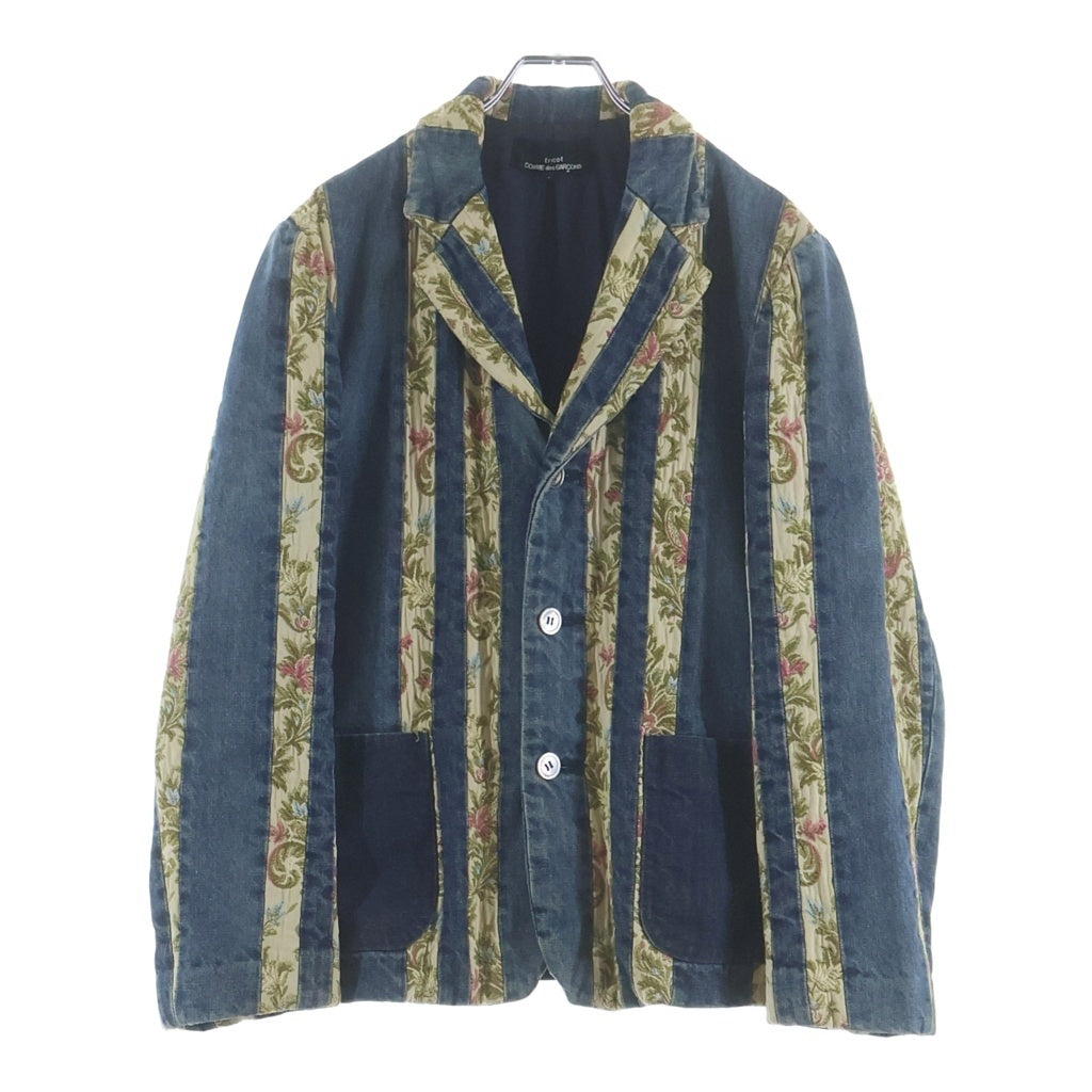 tricot COMME des GARCONS(トリコ コム デ ギャルソン) フラワーストライプ 3Bシングル デニムテーラードジャケット インディゴ TC-J005