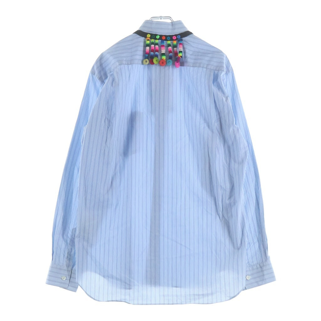COMME des GARCONS SHIRT(コムデギャルソンシャツ) ネックストラップ ストライプ長袖シャツ ブルー W14040