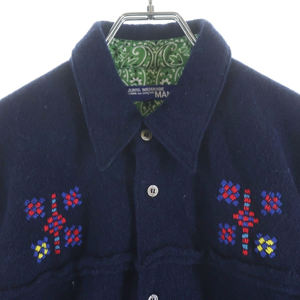JUNYA WATANABE COMME des GARCONS(ジュンヤワタナベ コムデギャルソン) 03AW 刺繍デザイン ウールジャケット ネイビー WK-B035