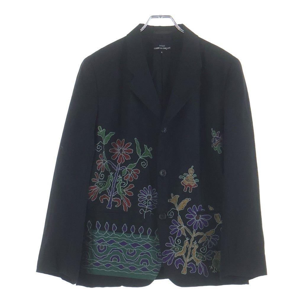 tricot COMME des GARCONS(トリコ コム デ ギャルソン) 花柄刺繍 2Bシングル テーラードジャケット ブラック TJ-11050M