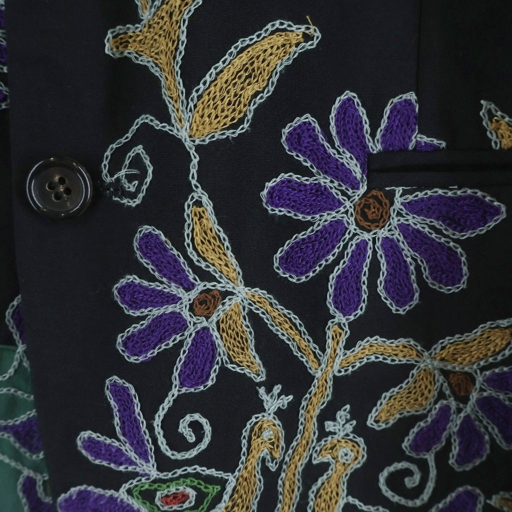 tricot COMME des GARCONS(トリコ コム デ ギャルソン) 花柄刺繍 2Bシングル テーラードジャケット ブラック TJ-11050M