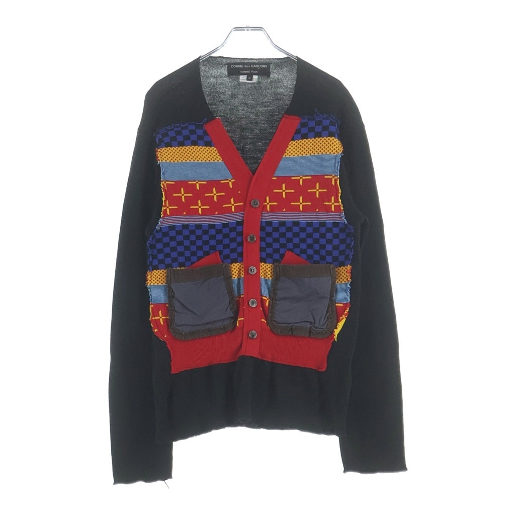 COMME des GARCONS HOMME PLUS(コムデギャルソンオムプリュス) フロント切替デザイン Vネックカーディガン ニット マルチ AZ-T095