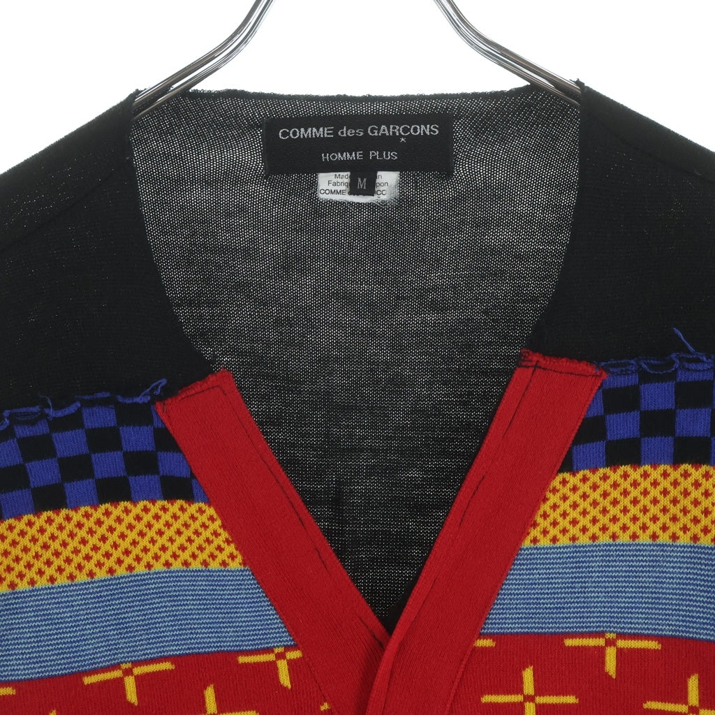 COMME des GARCONS HOMME PLUS(コムデギャルソンオムプリュス) フロント切替デザイン Vネックカーディガン ニット マルチ AZ-T095