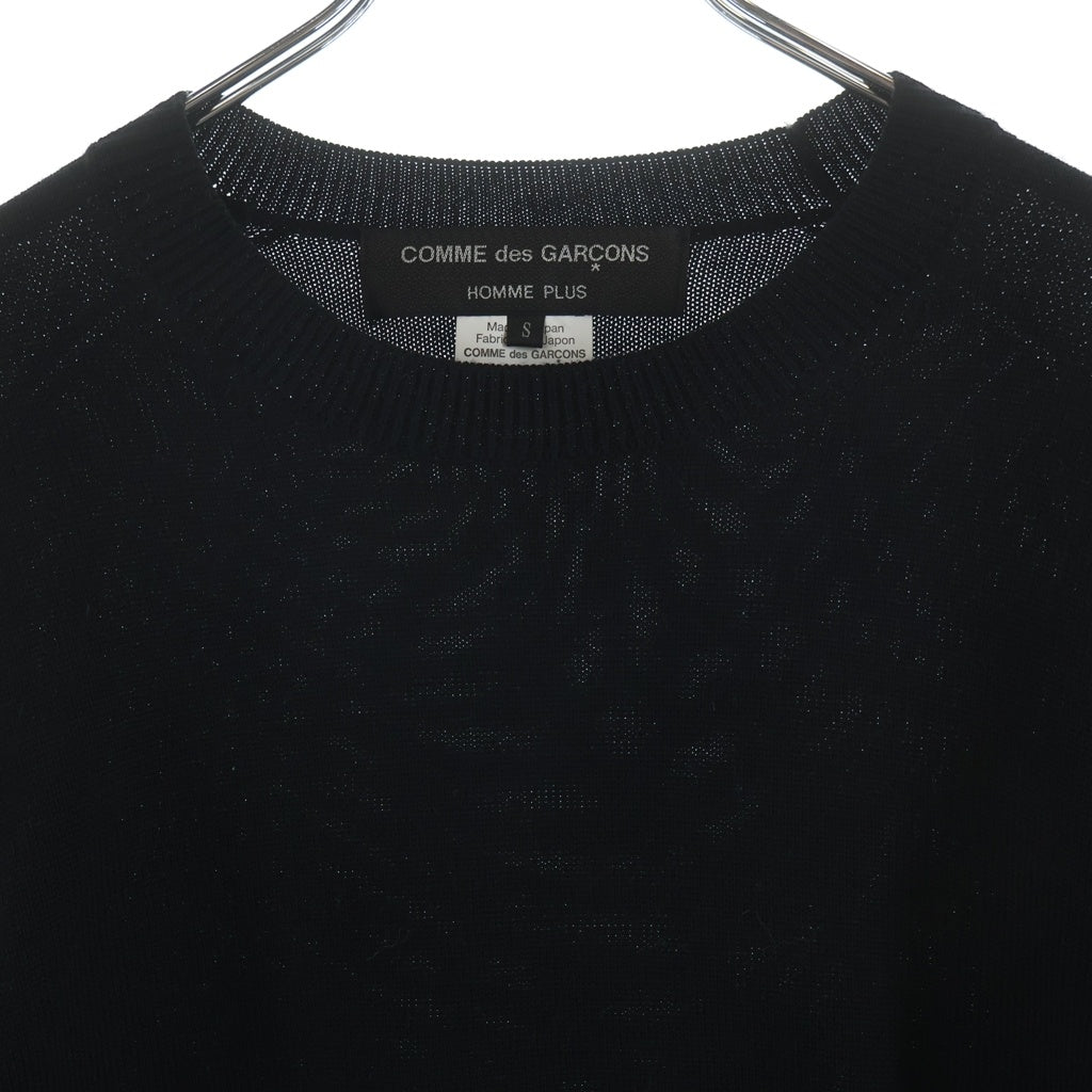 COMME des GARCONS HOMME PLUS(コムデギャルソンオムプリュス) アームデザイン ストライプ クルーネックニット セーター ブラック PR-N005