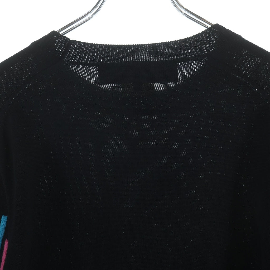 COMME des GARCONS HOMME PLUS(コムデギャルソンオムプリュス) アームデザイン ストライプ クルーネックニット セーター ブラック PR-N005