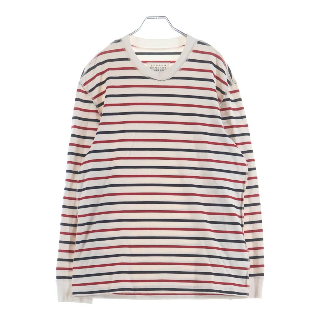 Maison Martin Margiela(メゾンマルタンマルジェラ) 18SS ストライプ コットン 長袖Tシャツ カットソー ホワイト S50GC0493