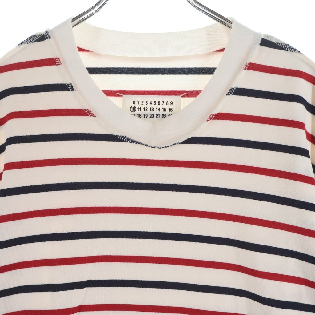 Maison Martin Margiela(メゾンマルタンマルジェラ) 18SS ストライプ コットン 長袖Tシャツ カットソー ホワイト S50GC0493
