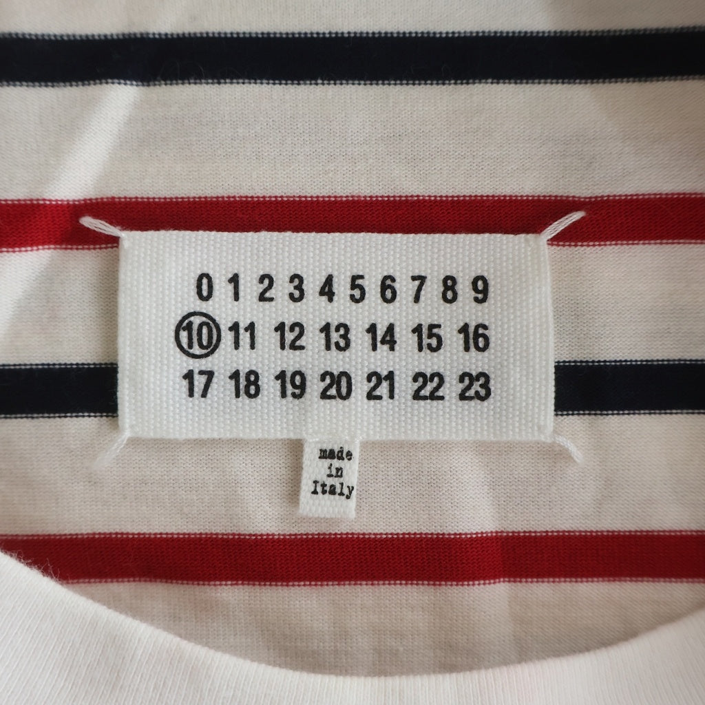 Maison Martin Margiela(メゾンマルタンマルジェラ) 18SS ストライプ コットン 長袖Tシャツ カットソー ホワイト S50GC0493