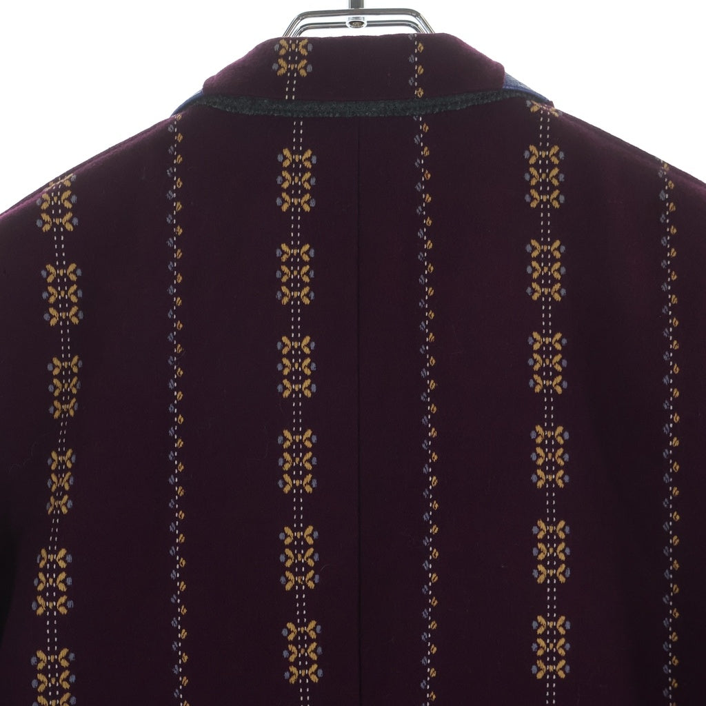 COMME des GARCONS HOMME PLUS(コムデギャルソンオムプリュス) レザー切り替え ウール 3Bシングルテーラードジャケット ワインレッド PJ-04034M