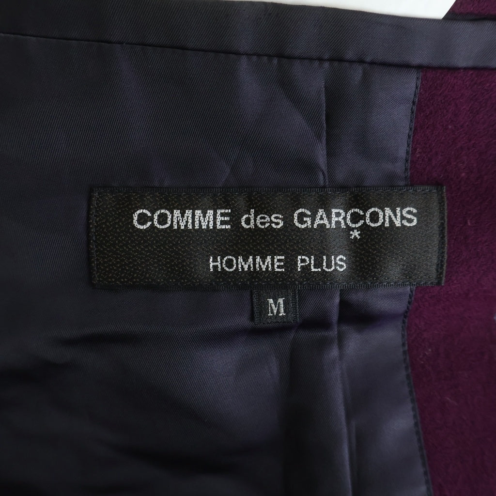 COMME des GARCONS HOMME PLUS(コムデギャルソンオムプリュス) レザー切り替え ウール 3Bシングルテーラードジャケット ワインレッド PJ-04034M